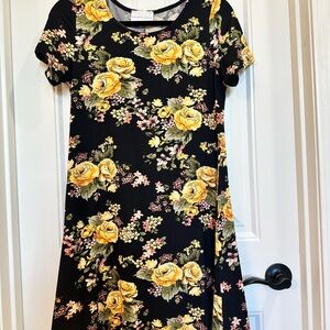 French Grey Floral Black Dress